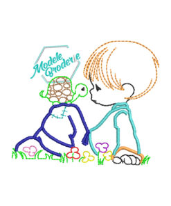 Model broderie Băiețel cu broscută MBR013