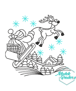 Model broderie Mos Craciun cu sania MBR600