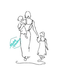 Model broderie mama cu fetite MBR1364